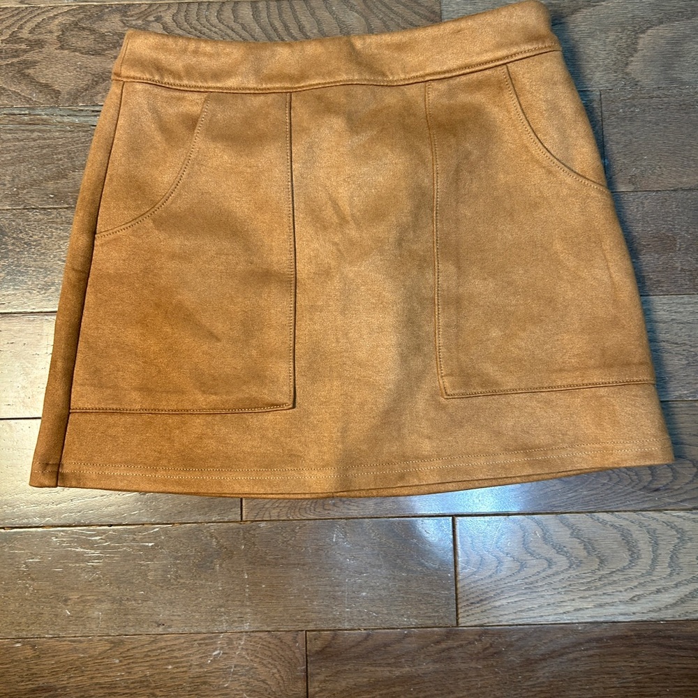 Tan Faux Suede Honey Punch Skirt